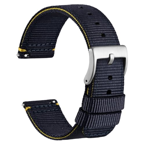Image of WOCCI Nylon Watch Bands, Contrast Woven Design, Quick Release, Stainless Steel Buckle, Band Width 20mm 22mm 24mm 26mm