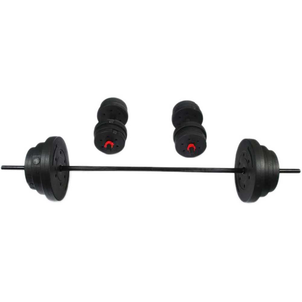 KEBOO Zestaw hantli i sztangi seria 300 50 kg z 18 talerzami, 2 gryfami 40 cm i 2 gryfami 75 cm