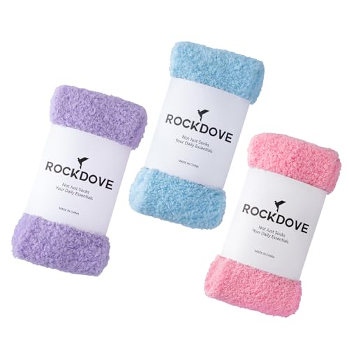 RockDove Women's Set Original Two-Tone Memory Foam Slipper (Size 9-10 US Women, Light Grey/Red) & 3-Pair CloudSoft Ultra Soft Lightweight Socks2