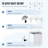 EAGLE PEAK Namiot pop-up 1.5x1.5 m, Przenośny namiot ogrodowy z jedną zdejmowaną ścianą przeciwsłoneczną, Pokrowiec w zestawie, Biały
