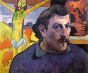 Self Portrait with Yellow Christ Peinture à l'huile Paul Gauguin 16x20 Pouces