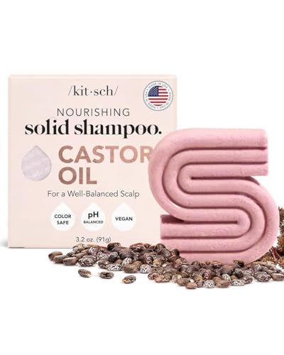 Kitsch Shampoo Bar Castor Oil, Solid Bar Shampoo for Hydration Strengthening and Moisturizing