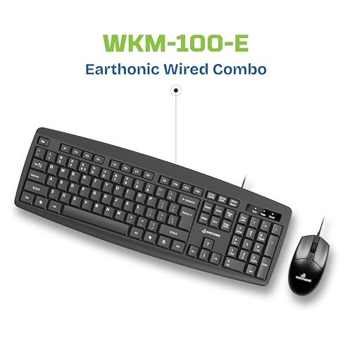 Image of WKM-100-E Wired Keyboard & Mouse Combo, USB Plug & Play Setup, Comfortable Design, Adjustable Keyboard Stand, 1.5 M Cable Length for Windows, Mac OS Computer