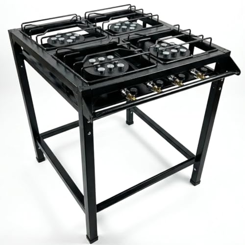 Fogão Industrial 4 Bocas Preto – Alta Pressão, Acompanha Mangueira e Registro! Semi Industrial