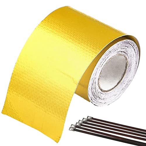 Voiakiu Car Heat Shield Tape, Car High Heat Resistant Tape, Adhesive Backed Aluminum Foil Heat Barrier, Pressure Sensitive Adhesive Ducting, Insulation, Reflective Heat Barrier Tape Roll