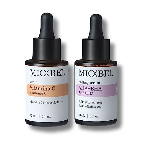 MIOXBEL Pack Sérum Facial Vitamina C y Peeling AHA+BHA | Piel Radiante y Sin Imperfecciones | Poder Antioxidante y Exfoliante