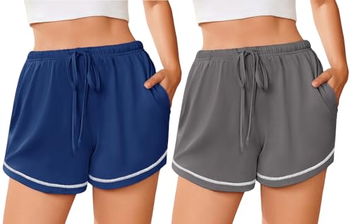 Image of Ekouaer Pajama Shorts for Women 2026 Soft Sleep Shorts Casual Lounge Shorts Comfy Pj Bottoms with Pockets