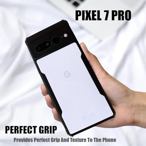 Image of AIBEX Crystal Clear Back Cover Case for Google Pixel 7 Pro | 360 Degree Protection | Shock Proof Design | Transparent Back Cover Case (PC & TPU, Black Bumper)