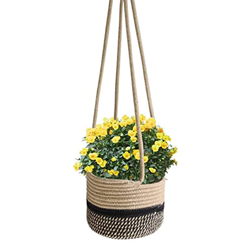 Pots de Plantes Suspendus Macramé Jute pour Panier Fleurs Intérieur Extérieur