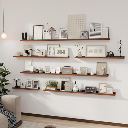 Image of Wooden Wall Mounting Shelves for Decorative Wall Shelf for Books, Decor, and Display - Elegant Space-Saving Design (Teak Finish, 39 INCH)