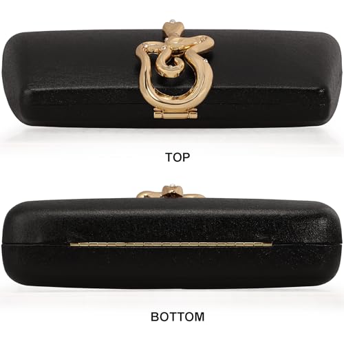 Image of Women's Formal Evening Clutch Purse Synthetic Leather with Snake Clasp, Detachable Strap for Wedding, Prom, Party