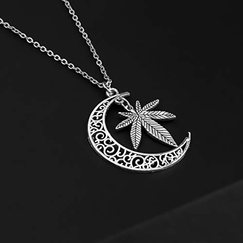 BEKECH Marijuana Leaf Charm Crescent Moon Necklace Marijuana Leaf Jewelry Cannabis Weed Necklace for Girlfriend Wife Friends4