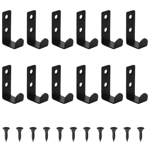 APOMOONS 12 Piezas Ganchos para Colgar, Perchero Pared Negro, Colgadores Pared de L, Percha Pared, Colgador de Bolsos,Ropa Sombrero Toallas Llaves Bolsos Hogar Baño Cocina, Ganchos con 12 Tornillos