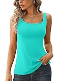 V FOR CITY Tank Top for Women with Built-in Bra Adjustable Wide Strap Camisole Padding Cotton Cami Shirts 3XL Mint Green