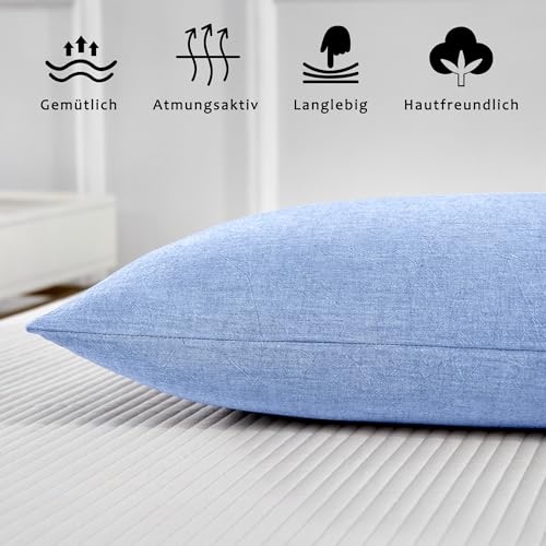 TOCOMOA Cushion Cover 80 x 80 cm, Set of 2, 100% Washed Cotton Cushion Covers, Oeko-Tex Certified - Image 3