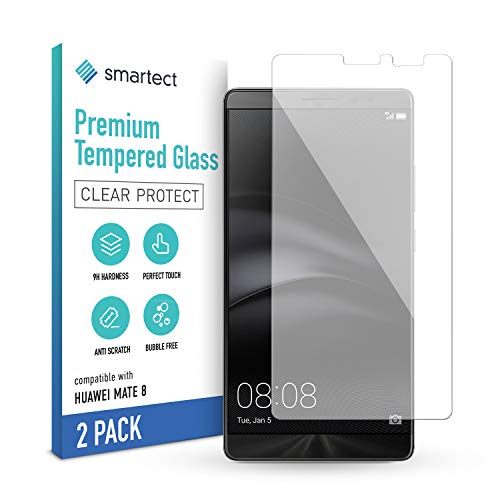 smartect Cristal Templado para Mvil Huawei Mate 8 2 Unidades Protector de pantalla 9H Diseo ultrafino Instalacin sin burbujas Anti huella