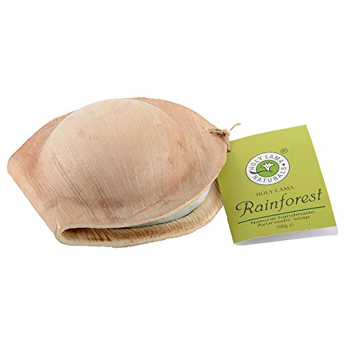 Holy Lama Natural Handmade Soap - Rainforest (100 gm / 3.5 oz) Ayurvedic Organic Vetiver Soap with a unique blend of coconut and essential oils. Moisturizing hand soap, facial cleanser and bath soap