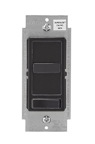 Image of Leviton 6674-P0E 4 Pack Decora SureSlide Slide CFL LED dimmer, Black