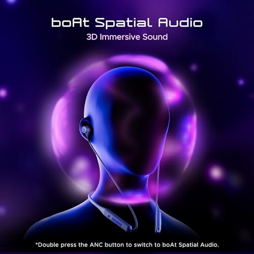 Image of Boat Rockerz 255 ANC, 100HRS Battery, Spatial Audio, 32Db ANC, Fast Charge(10Mins=24HRS), 3Mics AI-Enx Tech, 13Mm Drivers, Bluetooth Neckband, in Ear Wireless with Mic Earphones (Marine Blue)