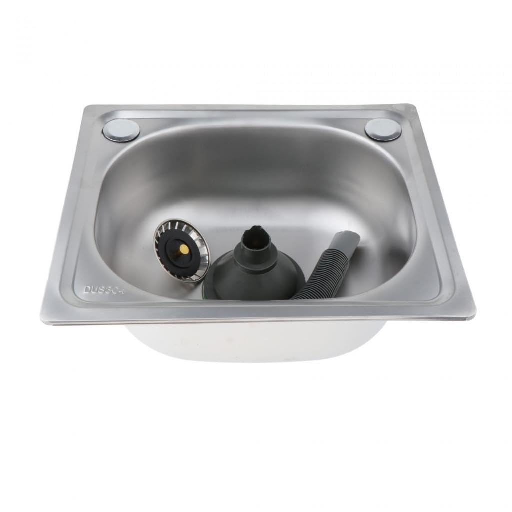 Évier de Cuisine à Encastrer 14,57inchx12,20inch Évier de lavabo rectangulaire 1 Bac, Evier Inox avec Filtre de Vidange, Argenté