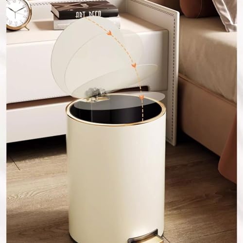 Caneca de basura circular blanca con pedal, 10 ml miniatura 6