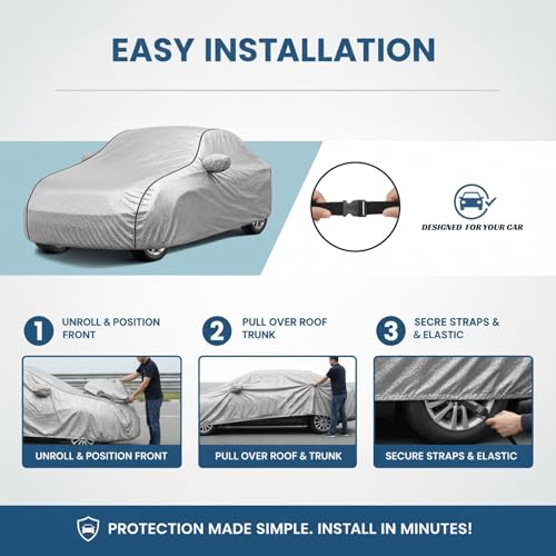Image of Kayme Compatible with Silver Celerio Car Cover Waterproof Car Body Cover for All Weather Proof & Full Bottom Elastic, Triple Stitching with 100% Nail Proof Cover