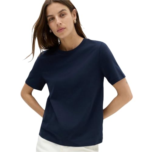 Image of Marks & Spencer Pure Cotton Everyday Fit T-Shirt Navy Blue