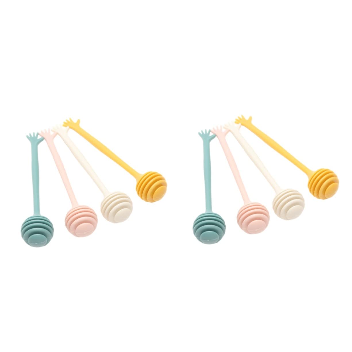 MUCKLILY 2sets 4pcs Assorted Color Honey Stirring Sticks Lightweight Honey Stir Rods for Tea Syrups Creative Kitchen Tool for Home Cafe Parties 4pcs*2