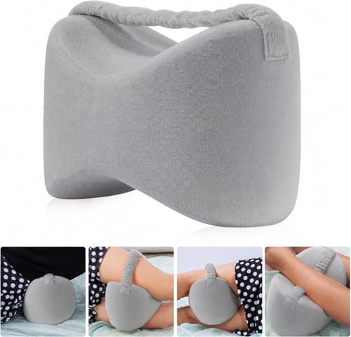Image of HOMBOX Memory Foam Knee Pillow for Sleeping, Side Sleeper, Sciatica Pain Relief, Knee Joints, Pregnancy, HIPS and Legs Pain, Leg Cushion with Washable Cover, Grey Pack of 1