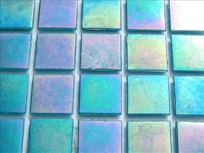 75 Full Sheet Rich Turquoise Iridescent 20mm Mosaic Tiles