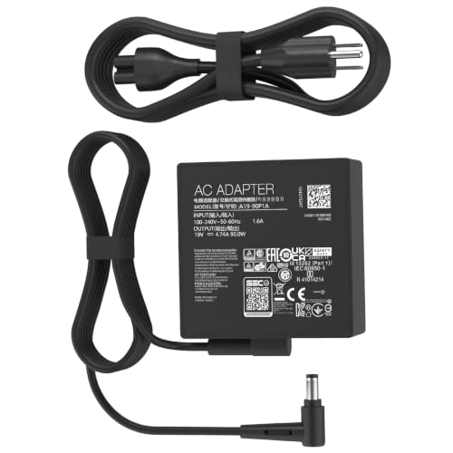 Image of 90W Laptop Charger Compatible with Asus Vg27aq Vg32vq Vg279qm K53 K53B K53BY K53E Q524Uq Q534Ux Q524Uq-Bbi7T1 Q524Uq U500V Adp-90Le B Laptop Power Adapter