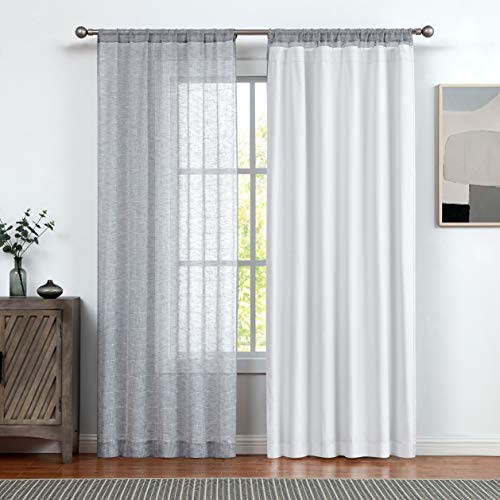 White Full Blackout Window Curtain Liner Rod Pocket Bedroom Hang With 10 Hooks Microfiber Thermal Coating Room Winter Cold Liner Window Treatment Sets 2 Panels (W48 X L81 X2 Inches, White) #TOP1
