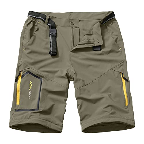 Mens Hiking Stretch Pants Convertible Quick Dry Lightweight Zip Off Outdoor Travel Safari Pants (818 Khaki 36) #TOP3