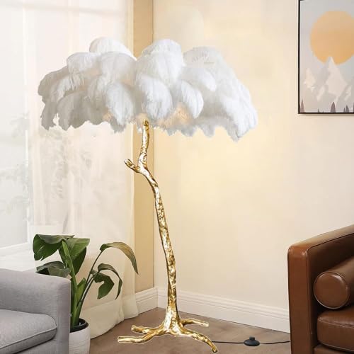 Lámpara de pie LED de plumas para crear un ambiente acogedor en el dormitorio 6