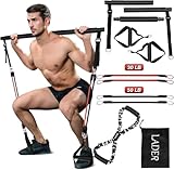 LADER Pilates Bar Kit with Resistance Band, Portable Home Gym Yoga Pilates Bar Kit for Exercise Fitness Equipment for Women & Men (Black)