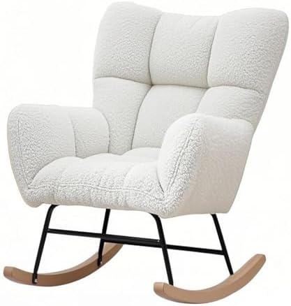 TIANJZSUN Gungstol med armar, bekväm accent stoppad soffa stol fö...