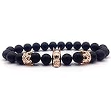 Material: Naturstein BIJOUX Stein Armband, matt Rose Gold Crown Anhänger Armband Mode Männer Frau Armband Charme klassische Stein Perlen Armband für personalisierte Kleidung Zubehör Join the Party Gi