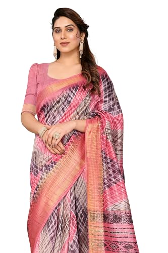 Image of MIRCHI FASHION Women Saree Cotton Silk Batik Block Printed | Breathable Office Wear and Regular Use Sari with Blouse Piece