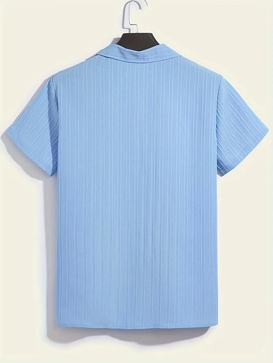 Image of Men's Textured Short Sleeve Button Down Shirt, Collared Pack of 2