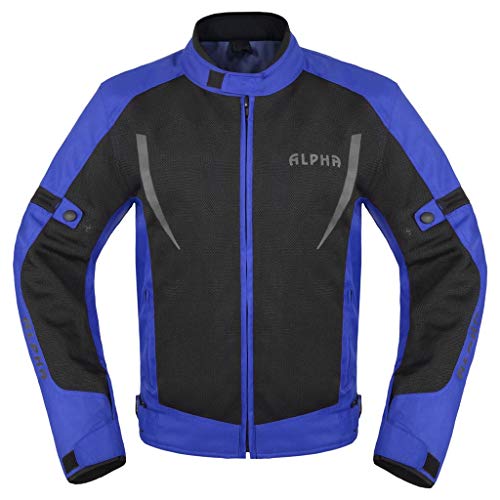 Hi Vis Mesh Motorcycle Jacket For Mens Riding Bikers Racing Dual Sports Bike Armored Protective (Blue, Large) #TOP5