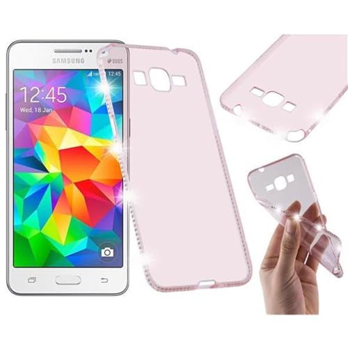 cadorabo Coque pour Samsung Galaxy Grand Prime Rose Vif Design Strass pailleté Gel Silicon TPU Etui Samsung Galaxy Grand Prime Housse de Protection Anti Choc...