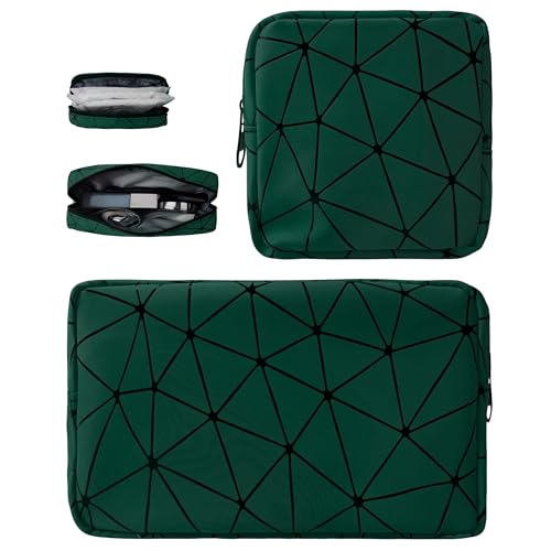 Bisanzoya Juego de 2 bolsas de maquillaje, bolsa de maquillaje pequeña portátil para bolso, bolsa de cosméticos de viaje para niñas y mujeres (grande y pequeña verde)