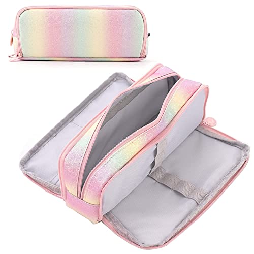 NEWUPZSI Estuche Escolar 3 Compartimentos Arco Iris Regalos Originales para niños...