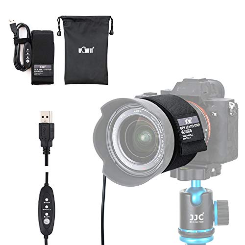 Bande chauffante de Chauffage de rosée d'objectif USB KIWIFOTOS avec régulateur de température pour Appareil Photo DSLR lentille télescopes oculaires Chauffage