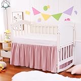 Crib Bed Skirt Dust Ruffle 100% Cotton - Natural, Soft, Breathable for Baby's Delicate Skin, Nursery Toddler Crib Bed Skirt for Baby Boys Girls, Fits Standard Cribs 28