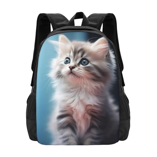 Durable Unisex 17 Backpack Kitten Portrait Fluffy Water Resistant for Work Travel & Outdoor Adventures 17 Inch Devices