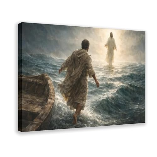 Ready to Hang Christian Wall Art Jesus Walking on Water