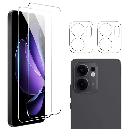 Compatible con OPPO Reno 13 F/Reno 13 FS, 2 protectores de pantalla y 2 películas de vidrio templado, dureza 9H, protección antiarañazos, HD