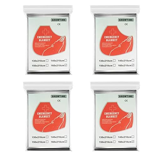 Lot de 4 couvertures d'urgence de camping, 210 x 160 cm, couverture thermique de survie, couverture portable d'urgence en aluminium pour garder la température du corps au chaud, couverture de premiers secours pour survie, randonnée, camping