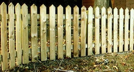Premium Picket Spiked Garden Fencing Pales Timber Treated Wood Fencing Boards (3'' x 3ft) Rounded Top Planed and Smooth Round top Picket pales, Fencing pales UK (10)